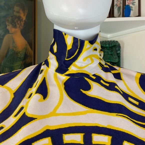 Vintage 60s 70s Christenfeld Psychedelic M Medium Floral Blouse Shirt Poly Satin - Picture 5 of 12